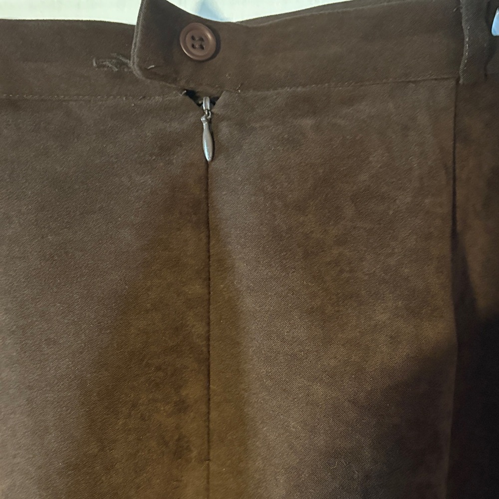 Elegant Sueded Brown Women's Skirt with Laser Cut Detail at Hem - Picture 6 of 7
